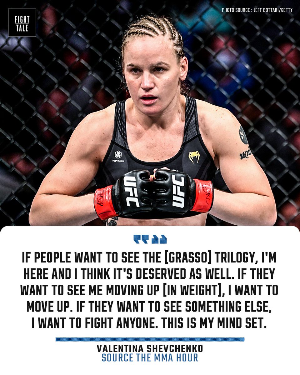 FightTale's tweet photo. Valentina Shevchenko is open to any scenario 👊 (h/t @arielhelwani) https://t.co/PzFuFPzDPM