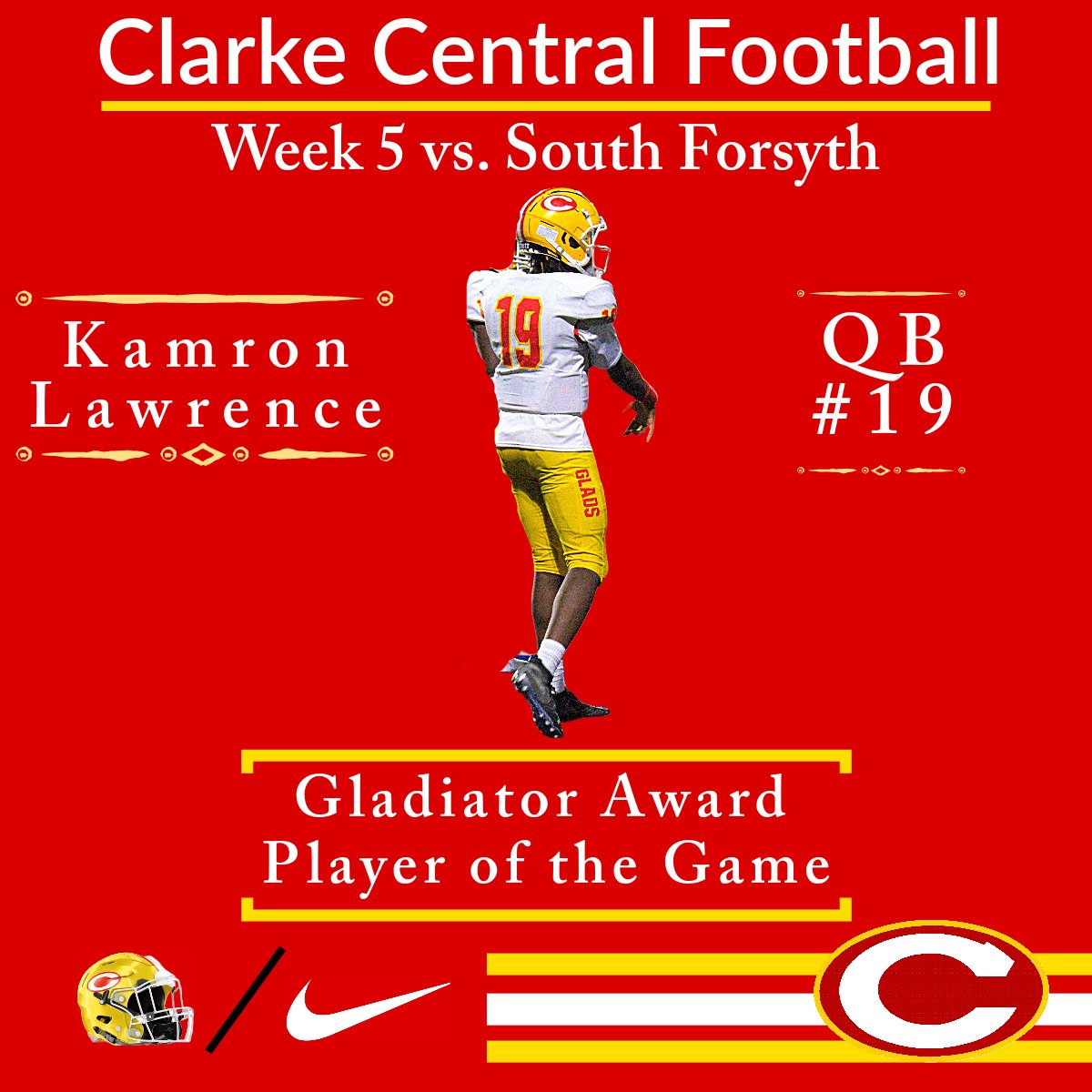 Clarke Central Gladiators Football tweet media