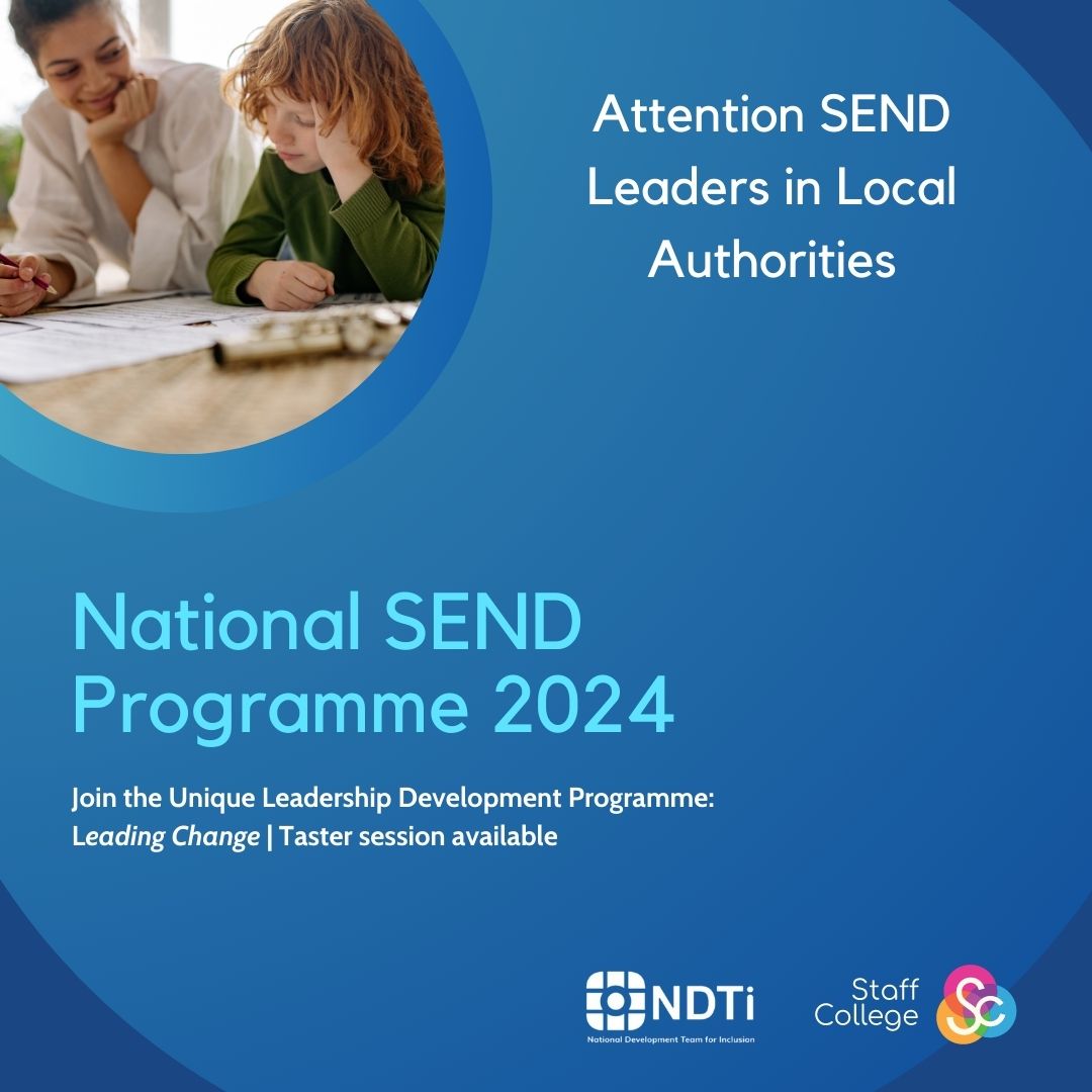 Attention SEND leaders in local authorities. 

Your strategic responsibility can shape the future of SEND. 

Join us for an enlightening taster session of the National SEND Programme's Leading Change initiative: eventbrite.co.uk/e/national-sen…
