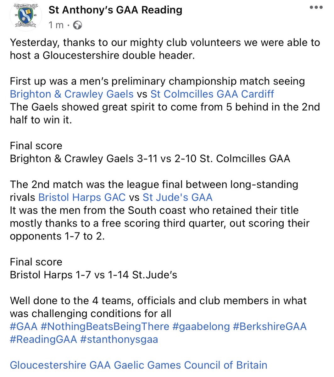 St Anthony's GAA Reading (@stanthonysgaa) on Twitter photo 