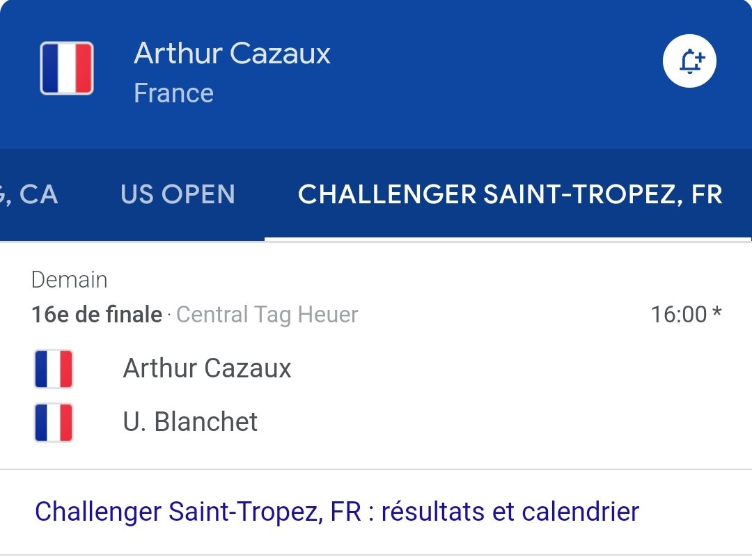 FanArthurCazaux's tweet photo. ⚔️ Le retour de notre crack international 🥳 ARTHUR CAZAUX !!
Arthur Cazaux affrontera aux alentours de 16H00 à Saint-Tropez 🇨🇵 au challenger 125 Ugo Blanchet (ATP 332) 🇨🇵 WC
🎾 Arthur part favori et devra suivre cette logique pour passer le prochain tour !
#AllezArthur 🇨🇵 https://t.co/7jx1wZXoGt