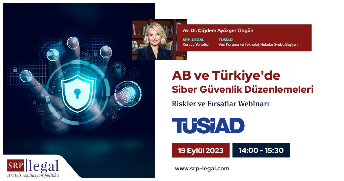Kurucu Yöneticimiz ve TÜSİAD Veri Koruma ve Teknoloji Hukuku Grubu Başkanı Av. Dr. Çiğdem Ayözger Öngün 19 Eylül 14.00-15.30 saatleri arasında TÜSİAD Veri Koruma ve Teknoloji Hukuku Çalışma Grubu faaliyetleri kapsamında düzenlenen +
