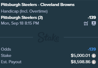 MNF early game play, Steelers +3

#MNF #NFLBETTING