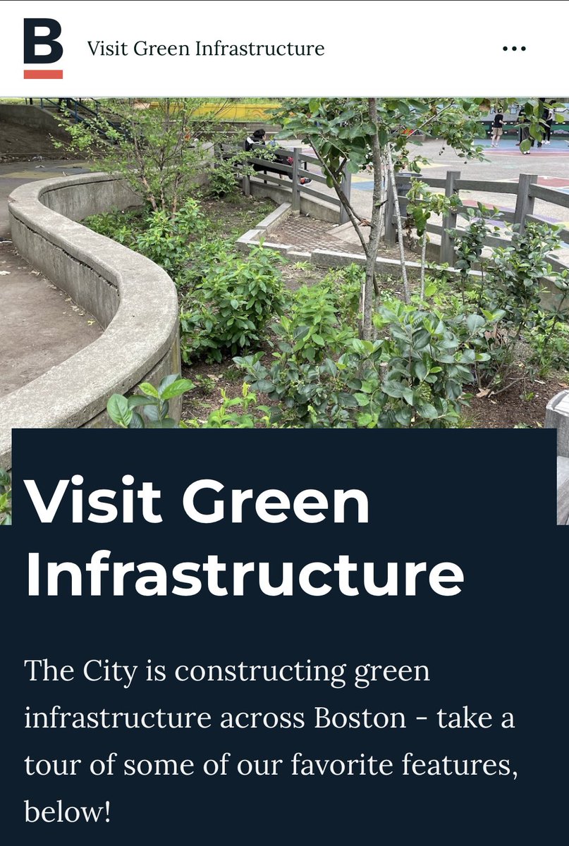 Our ✨new✨GI Storymap shows you where all the #GreenInfrastructure is around #Boston! bit.ly/45SHy20 Bookmark it bcz we’re adding sites as they’re being built! 🔨All this rain is no problem for GI as it absorbs stormwater to reduce flooding. 🌊