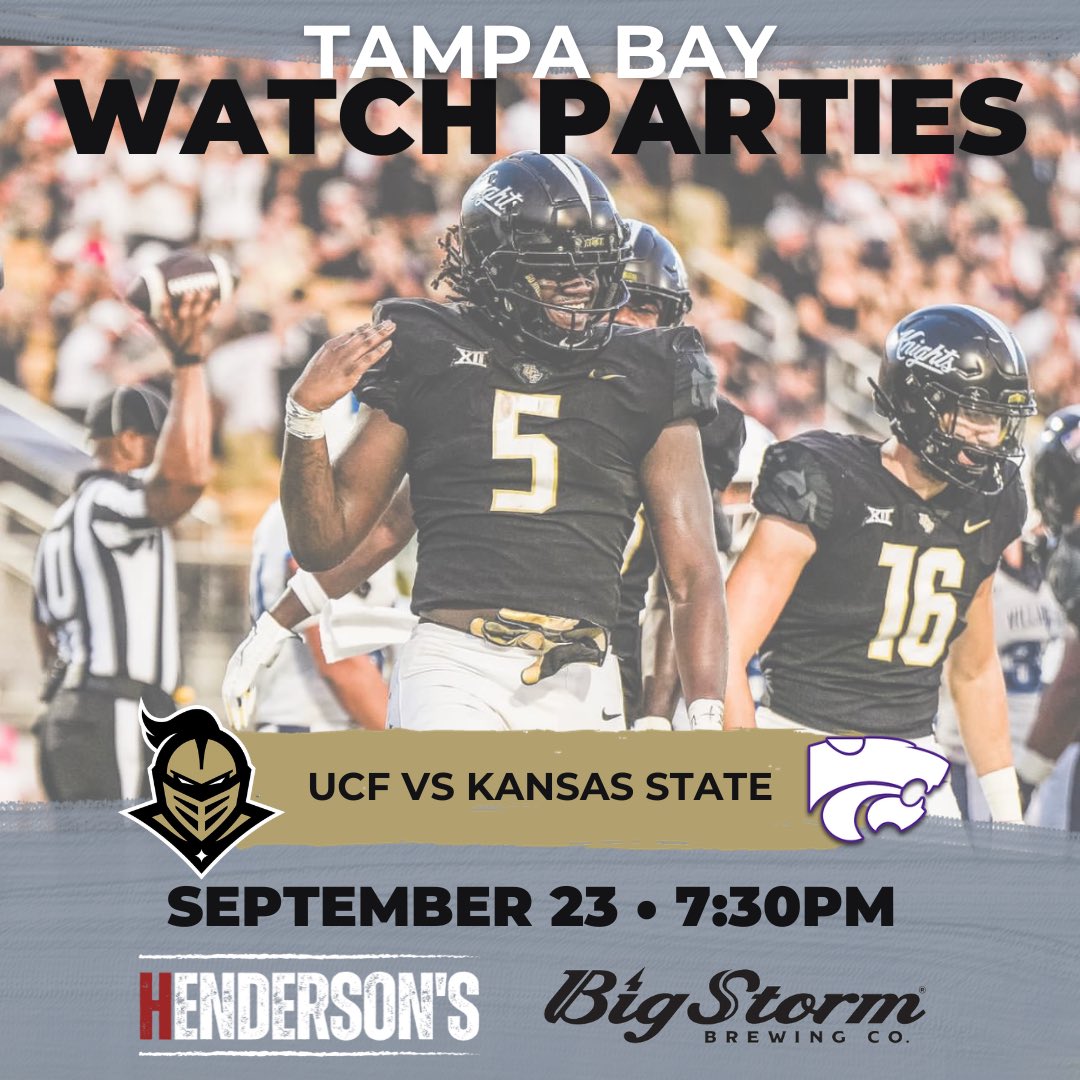 Tampa Bay UCF Knights (@tbucfknights) on Twitter photo BIG week! Canβt wait to see everyone at one of our watch parties this Saturday!  β‘οΈπ Kickoff is at 8pm, but the watch parties start at 7:30pm! BIG week! Canβt wait to see everyone at one of our watch parties this Saturday!  β‘οΈπ Kickoff is at 8pm, but the watch parties start at 7:30pm!