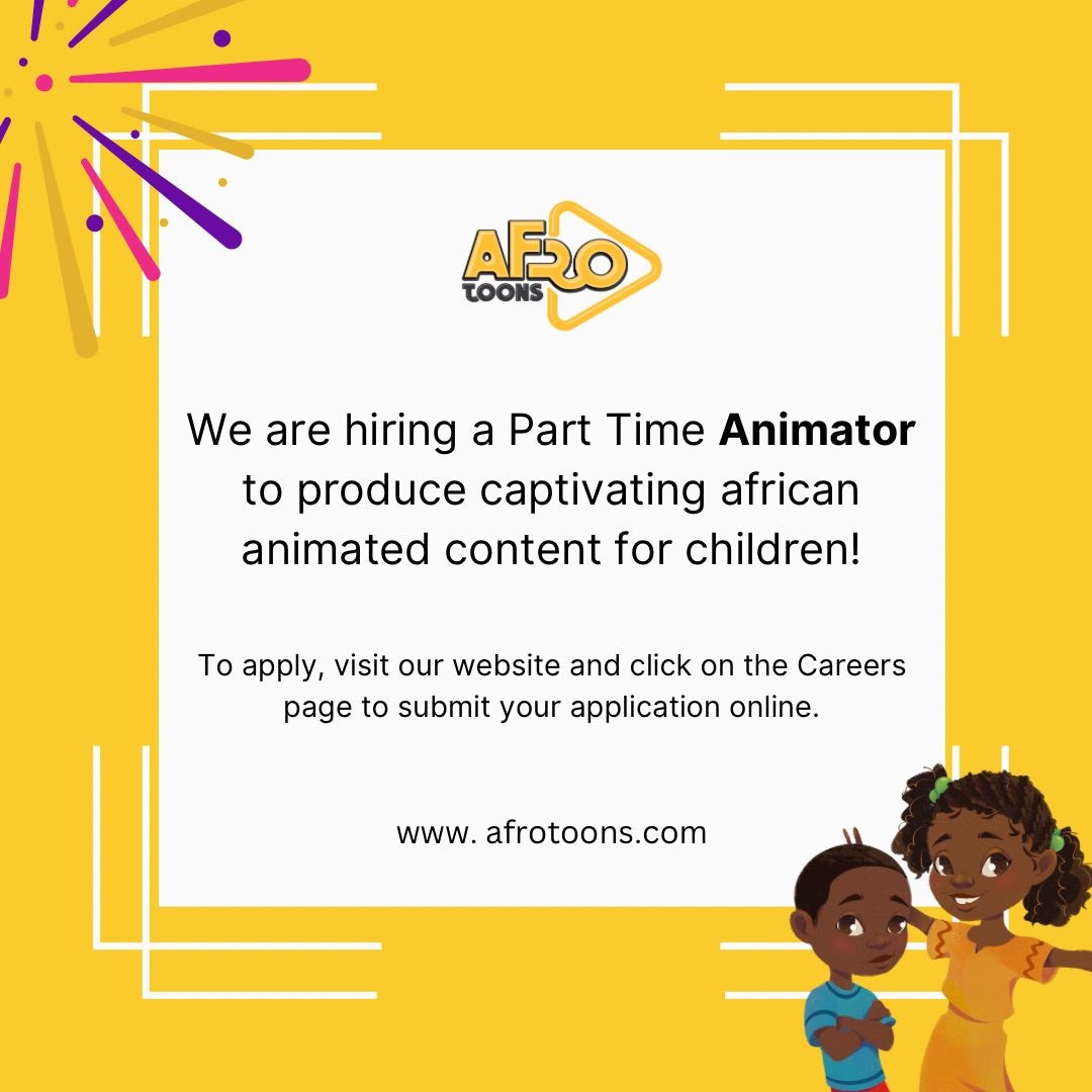 galsinanimation's tweet photo. Afrotoons, an African animation startup is looking for an animator. If interested please apply directly via the website. Thanks ! :)

https://t.co/Vo9RZJ7JyE https://t.co/l14Qas9rMI