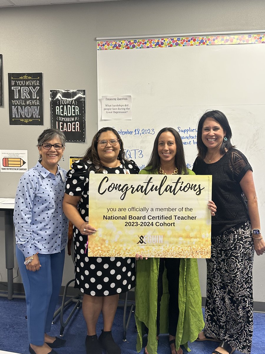 SeguinISDHR's tweet photo. Congratulations to Ms. Hale and Ms. Bennett on being accepted into Seguin ISD's first cohort of teachers working towards National Board certification. 🎉We have 10 amazing educators ready to dive in and earn this prestigious professional certification. 
#Matadorpride https://t.co/mE3eTTaurB