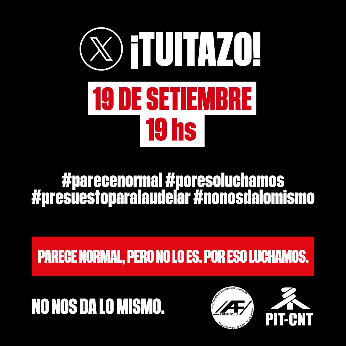 ADUR (@adur_udelar) on Twitter photo 📣MAÑANA por presupuesto ✊️ juntos #TT
.
<a href="/asceepfeuu/">FEUU - URUGUAY</a>
<a href="/AdurFhce/">ADUR FHCE</a>
<a href="/MVDNoticias/">MVD Noticias</a>
<a href="/PITCNT1/">PIT CNT</a>
<a href="/UthcPitcnt/">UTHC-PITCNT</a>
#parecenormal
#poresoluchamos
#presupuestoparalaudelar
#nonosdalomismo 📣MAÑANA por presupuesto ✊️ juntos #TT
.
<a href="/asceepfeuu/">FEUU - URUGUAY</a>
<a href="/AdurFhce/">ADUR FHCE</a>
<a href="/MVDNoticias/">MVD Noticias</a>
<a href="/PITCNT1/">PIT CNT</a>
<a href="/UthcPitcnt/">UTHC-PITCNT</a>
#parecenormal
#poresoluchamos
#presupuestoparalaudelar
#nonosdalomismo