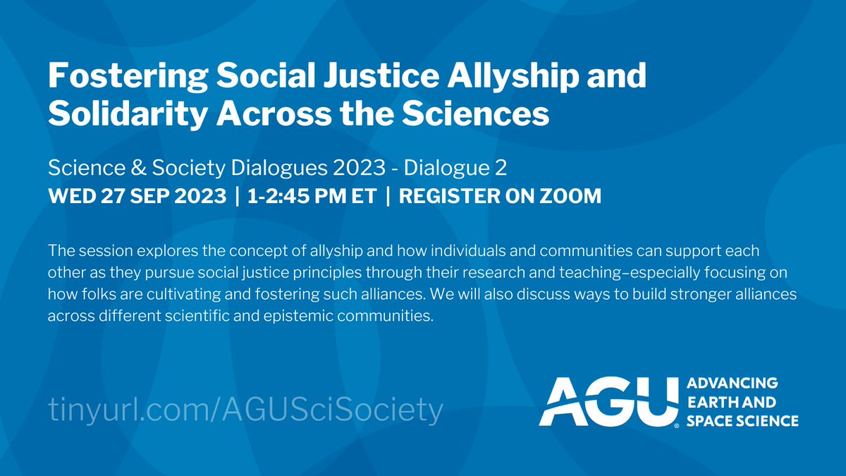 27 Sept 1pm ET | REGISTER NOW to join Donna Ford, Karen Bailey, Jabari Jones &amp; Seigi Karasaki at <a href="/theAGU/">AGU (American Geophysical Union)</a> Science &amp; Society DIALOGUES on🌏SCIENCE &amp; JUSTICE ✊🏿 Register on Zoom:  agu.zoom.us/meeting/regist…