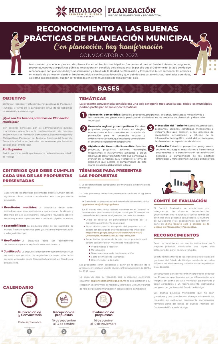 PlaneacionHgo's tweet photo. 📢 #Convocatoria El @gobiernohidalgo a través de la #UPLAH, reconoce las acciones en materia de planeación desde el ámbito municipal para ser replicadas en otros municipios de Hidalgo y del país.

✉️ https://t.co/CeEyDPoCRV
 
#ConPlaneaciónHayTransformación https://t.co/Cp75rLlfDm