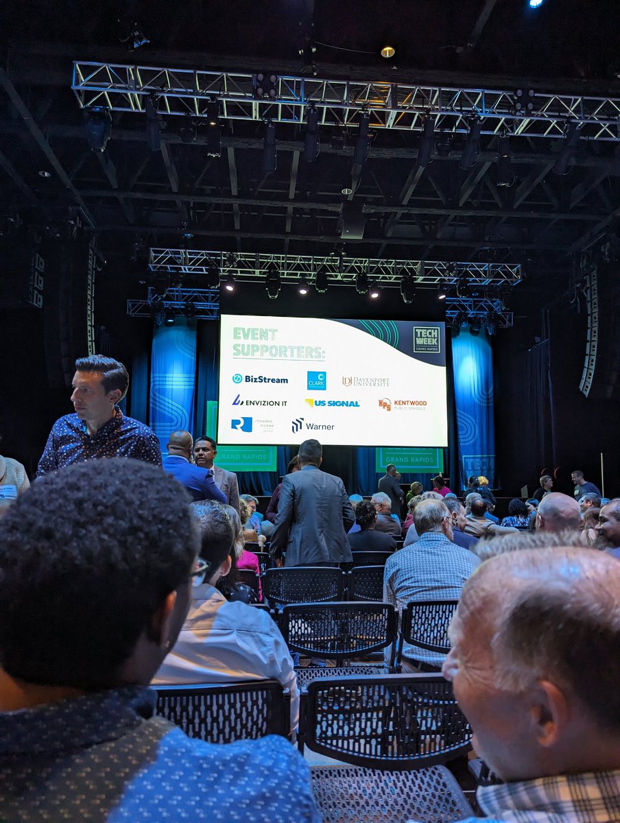 mcbeev's tweet image. Ready for the #TechWeekGR kickoff.  Lots of awesome #tech community members are here.