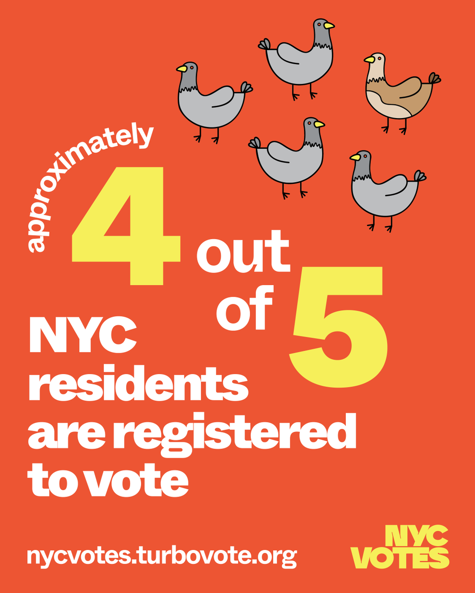 Tomorrow is National Voter Registration Day! Did you know… → More than 85% of NYC is registered to vote → Your voter registration never expires → The voter registration deadline in NYC is 10 days before Election Day ✅ Check yours at nycvotes.turbovote.org