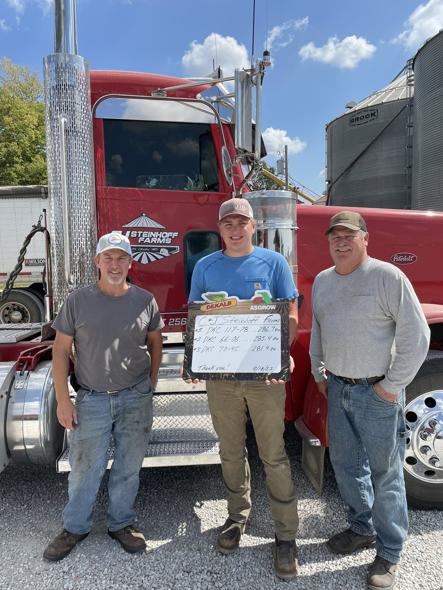 Thank you <a href="/KentSteinhoff/">Kent</a> and CJ Steinhoff Farms for another high performing <a href="/Asgrow_DEKALB/">DEKALB Asgrow Seed</a> plot.  <a href="/DKAS_SIL/">DEKALB Asgrow SIL</a> <a href="/Bayer4CropsUS/">Bayer U.S. 🇺🇸 | Crop Science</a> #WinningHasRoots