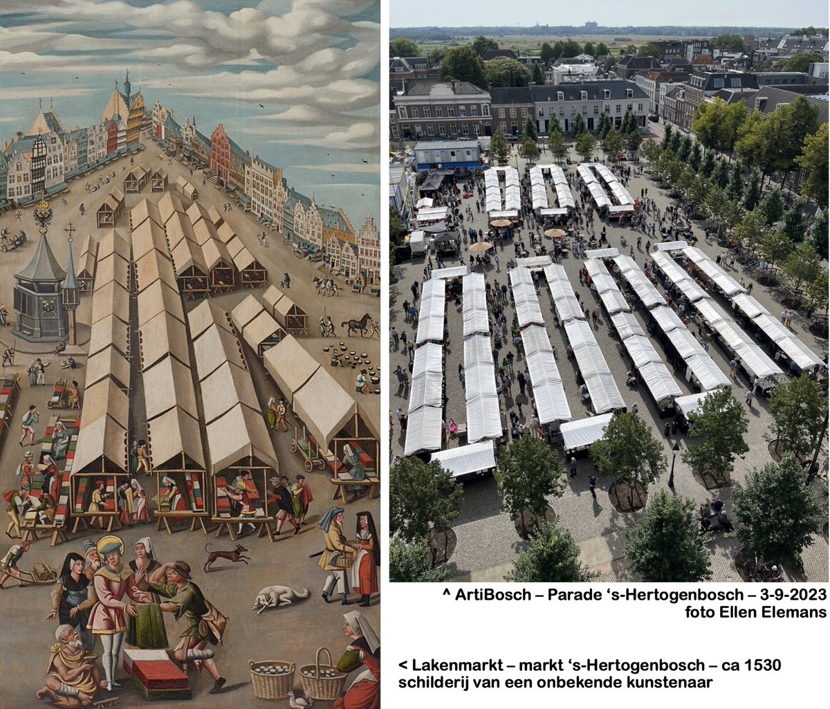 Het was weer mooi <a href="/Artibosch/">ArtiBosch</a> op zondag 3 september. Vanaf de <a href="/NatMonSintJan/">Nat Monument SintJan</a> #AvontuurlijkeKlim lijkt de Parade met kunstmarkt op de Lakenmarkt, het middeleeuwse schilderij uit 1530.
De foto’s van <a href="/ellenelemans/">Ellen Elemans 🍀</a> #MarjaLeenders #Rosalie staan op de website artibosch.nl/nieuws/terugbl…