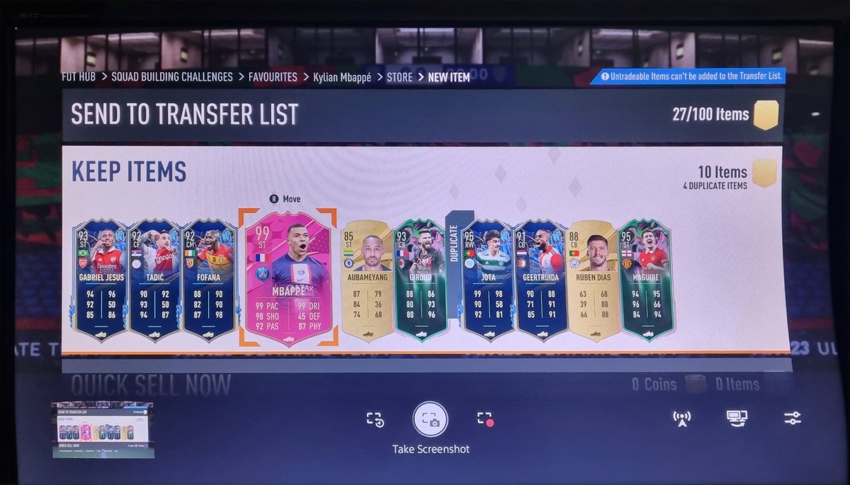 masajjaa's tweet photo. @AmslowFR Je viens d'avoir Mbappe 99 dans le tout dernier pack FIFA 23 et c'était un des packs de son SBC 😟 https://t.co/G9fCETDt59