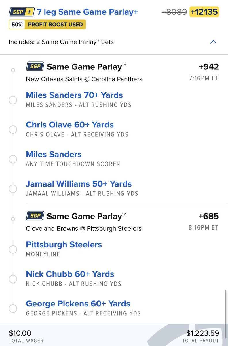 DollarParlay's tweet photo. π MNF Parlay π
πΈ $10 to win $1.2k πΈ
Cold day yesterday but letβs bounce back tonight! Good luck to those tailing π€
#GambingTwitter #GamblingX #NFL #NFLparlay #NFprops https://t.co/WwfadBrfbG