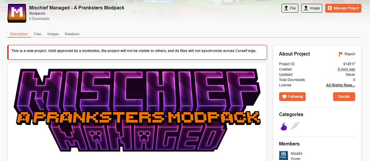 Miza_54's tweet image. Well, there we go!

Mischief Managed has been submitted to @CurseForge for review. 🤞 it gets accepted :)

#minecraft #moddedminecraft #minecraftmodpack #mischiefmanaged