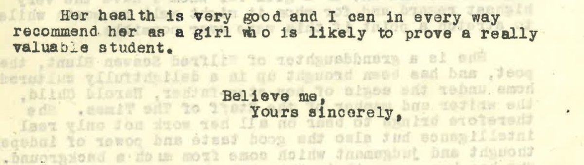 This is the end of a letter written in 1946. It’s a college reference letter for a girl finishing school. I plan to sign off letters with Believe me, yours sincerely