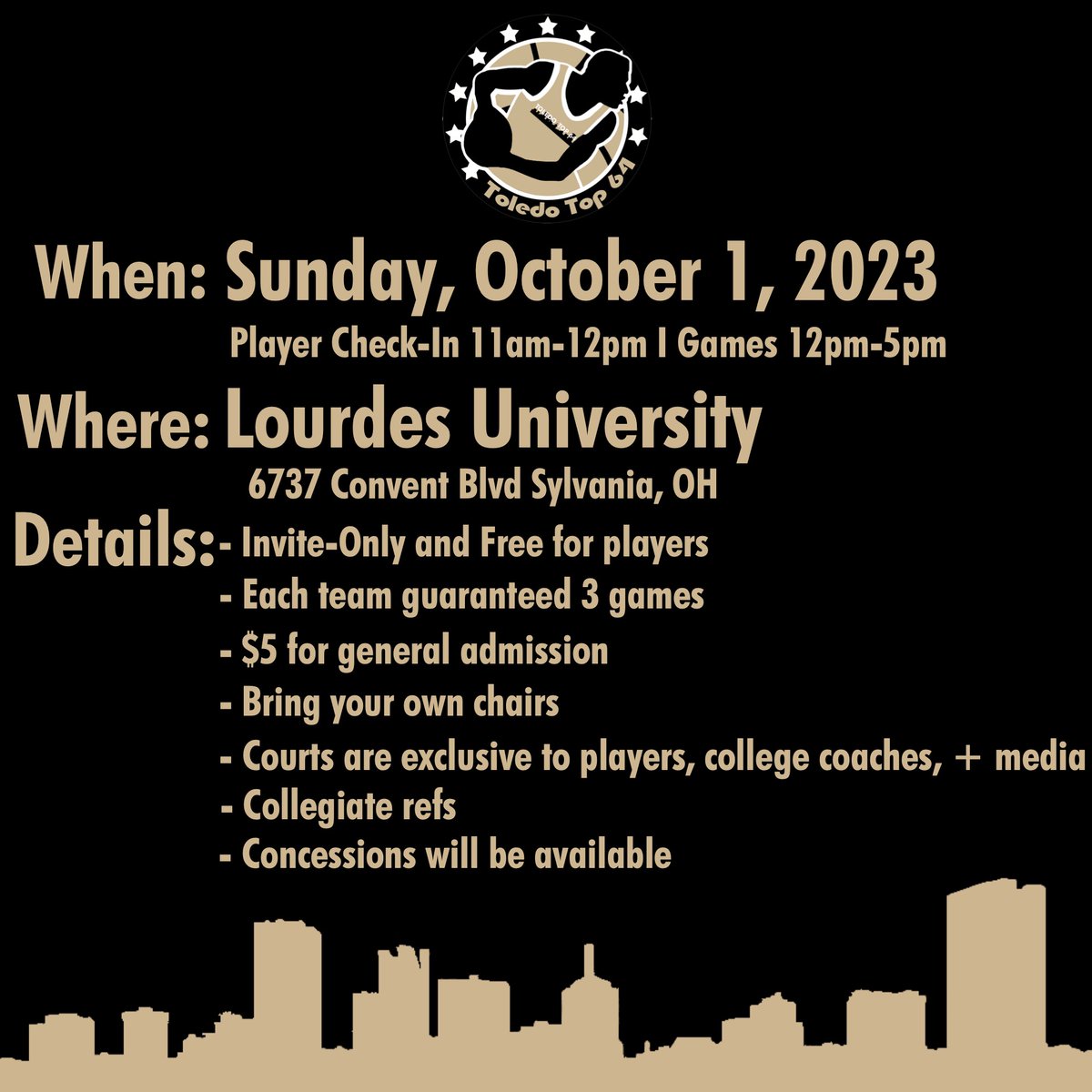 We are less than 2 weeks away from the 2023 Toledo Top 64!!! With the event being that close, here is some information about the event for everyone planning to come out and support