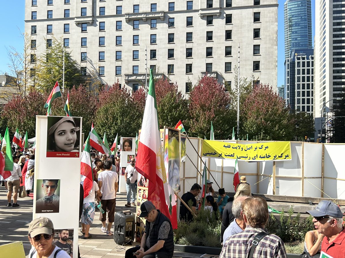 Vancouver Iranians anti #IslamicRepublic march on the anniversary of #MahsaAmini murder and the beginning of the new #IranianRevolution. September 16, 2023. #مهسا_امينی‌‌ #زن_زندگى_آزادى‌