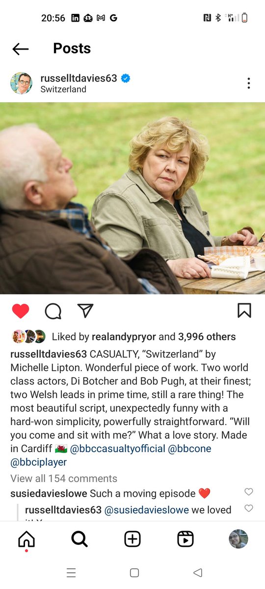 So kind of RTD to give us a shout-out for this special episode and to read the amazing responses.  Huge thank you from me to <a href="/coilinoscolai/">C Ó I L Í N Ó S C O L A Í • Director</a> <a href="/Dibot1/">Diane Botcher</a>, @michellelipton, Bob Pugh and the whole team. #Casualty