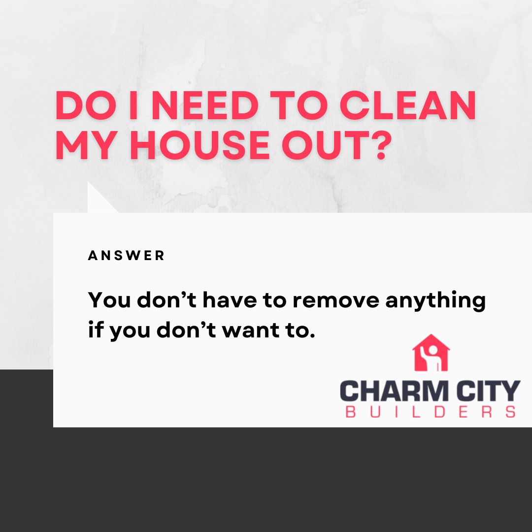 CharmCityBuild's tweet photo. Leave the cleanup and clutter behind – we're here to handle it all. 
Your smooth, stress-free sale starts here with Charm City Builders. https://t.co/JVFtcKStsz