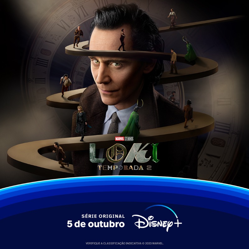 DisneyPlusBR's tweet photo. Ele vem aí, mais sarcástico e imperdível do que nunca. #Loki, temporada 2, em 5 de outubro no #DisneyPlus.