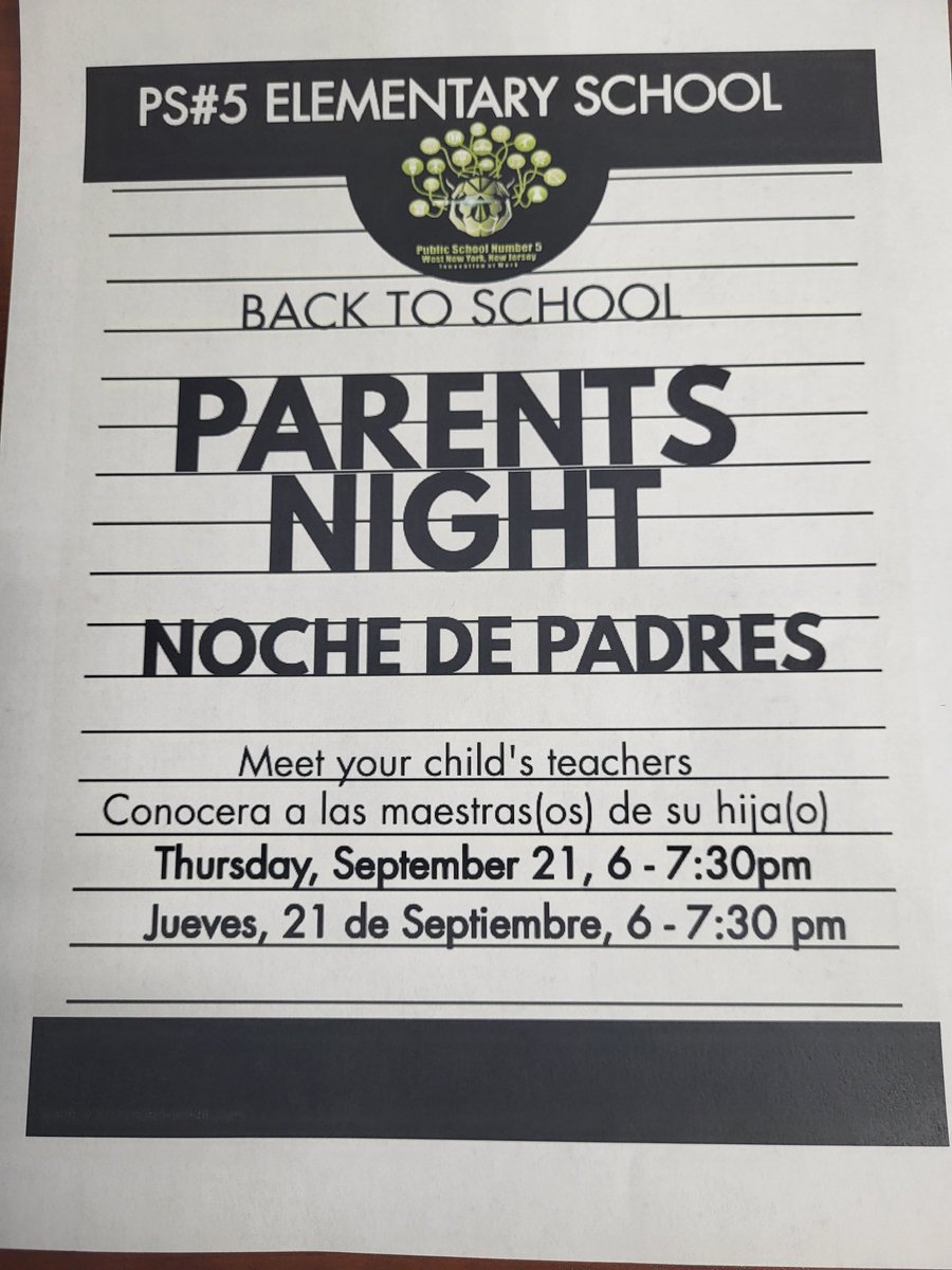 PS#5 is proud, once again, to welcome all our parents/guardians to meet their child's teacher/s during our face to face back to school.