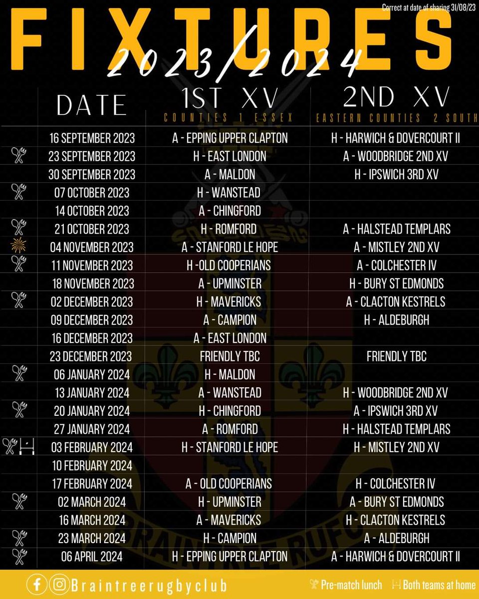 For your diaries ⚫️🟡🏉📒