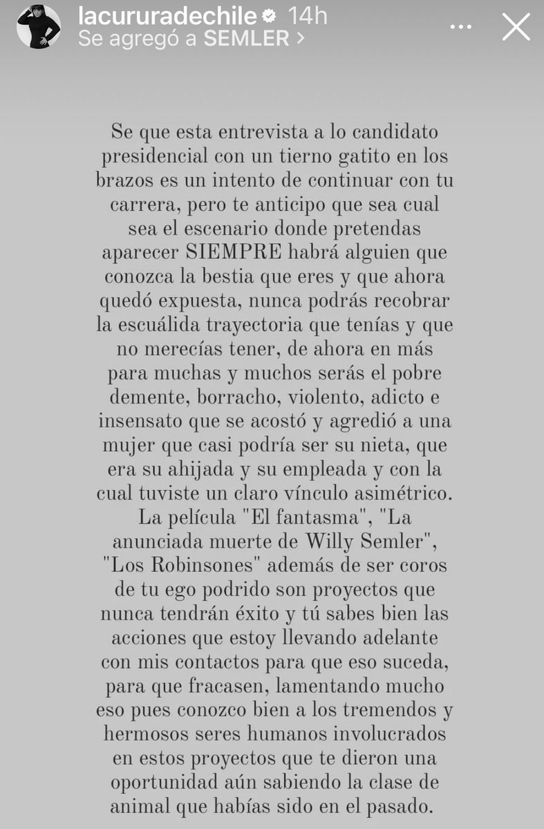 joepino's tweet photo. Ya #Curura, sé q estás pendiente d tus #Notfans así q te digo: para wn, si estás enojada xq t dijeron loca créeme q no estay aportando a q se opine lo contrario. Tay entera piteá.
Hasta mí me estay alterando con eso d nombrar a gente loca d patio
#Semler #Jugo #MariaJoseArias https://t.co/cKDJFfvmyL