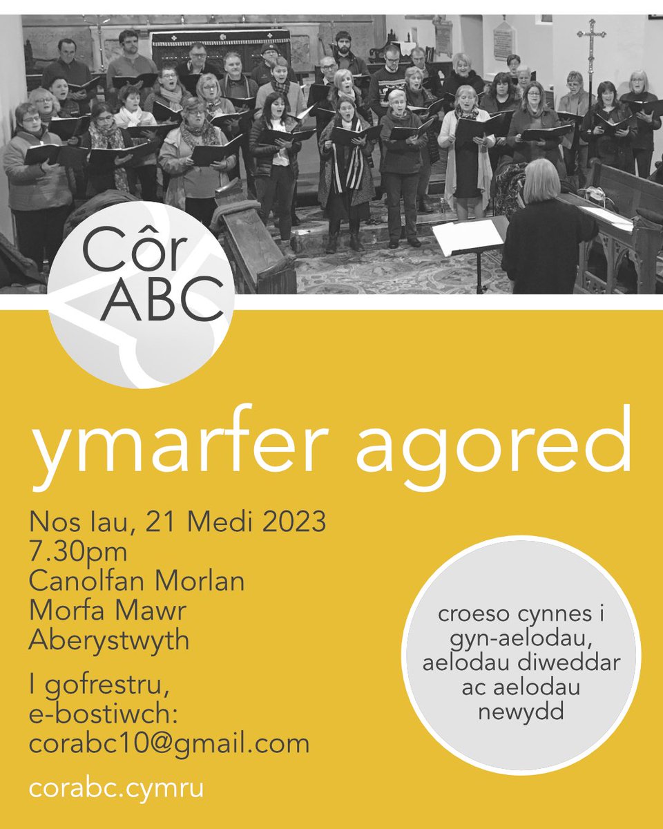 Ry’n ni’n edrych mlan at ailddechrau ymarfer yr wythnos hon!

Os y’ch chi’n ystyried ymuno â ni, dyw hi ddim yn rhy hwyr i gofrestru i ddod i’n hymarfer agored nos Iau yma!

Mwy o fanylion ar ein gwefan: corabc.cymru/2023/08/22/yma…