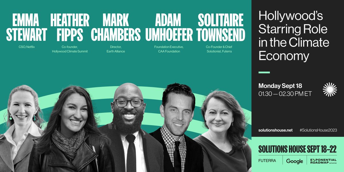 🌎 Looking forward to joining #SolutionsHouse2023 alongside @earthalliance @netflix @futerra at #ClimateWeekNYC to discuss how we can collectively unleash the potential of entertainment and media in climate action. Register here: tinyurl.com/57k783pa