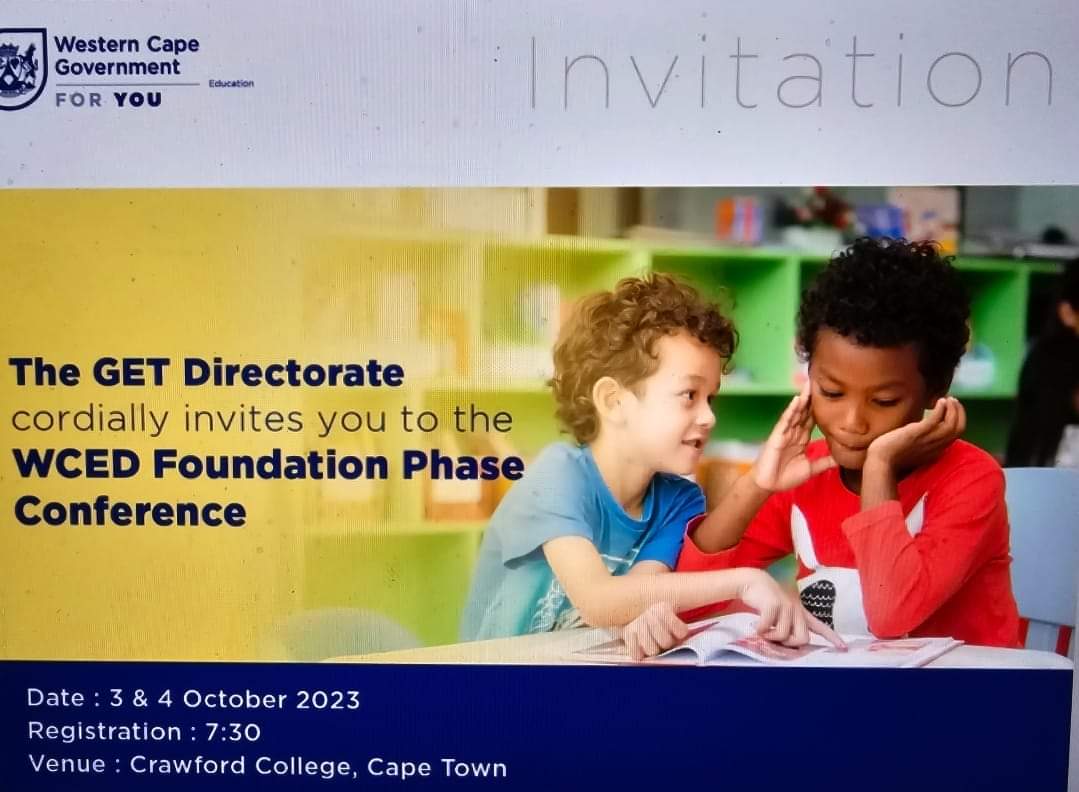 Karen Dudley (@karenr_dudley18) on Twitter photo WCED GET Curriculum,Foundation Phase conference
▪︎ 3 & 4 October 2023
Time: 07h30
▪︎ College of Cape Town, Crawford Campus
Registration closes in 2 days.
Register on the link: forms.gle/rfuVo1UGEgkqsD…
<a href="/WCEDnews/">WCEDNews</a> <a href="/WCED_Districts/">WCED_CD Districts</a> <a href="/almaret_toit/">Almaret Du Toit</a> <a href="/teachingconnect/">Juan Benjamin</a> <a href="/WCED_CTLI/">Cape Teaching and Leadership Institute</a> WCED GET Curriculum,Foundation Phase conference
▪︎ 3 & 4 October 2023
Time: 07h30
▪︎ College of Cape Town, Crawford Campus
Registration closes in 2 days.
Register on the link: forms.gle/rfuVo1UGEgkqsD…
<a href="/WCEDnews/">WCEDNews</a> <a href="/WCED_Districts/">WCED_CD Districts</a> <a href="/almaret_toit/">Almaret Du Toit</a> <a href="/teachingconnect/">Juan Benjamin</a> <a href="/WCED_CTLI/">Cape Teaching and Leadership Institute</a>