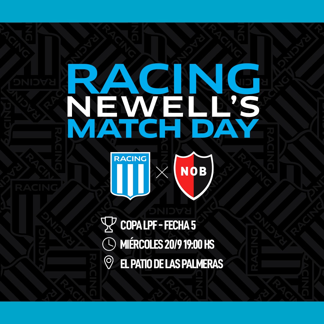 dderacingclub's tweet photo. Se viene el #MatchDay #23

Racing(@racingclub) Vs. Newell’s (@newells)

Miércoles 19 hs.
Te esperamos en la *Fan Zone* que se encuentra en el “Patio de las  Palmeras”. https://t.co/LLXiMOil4e