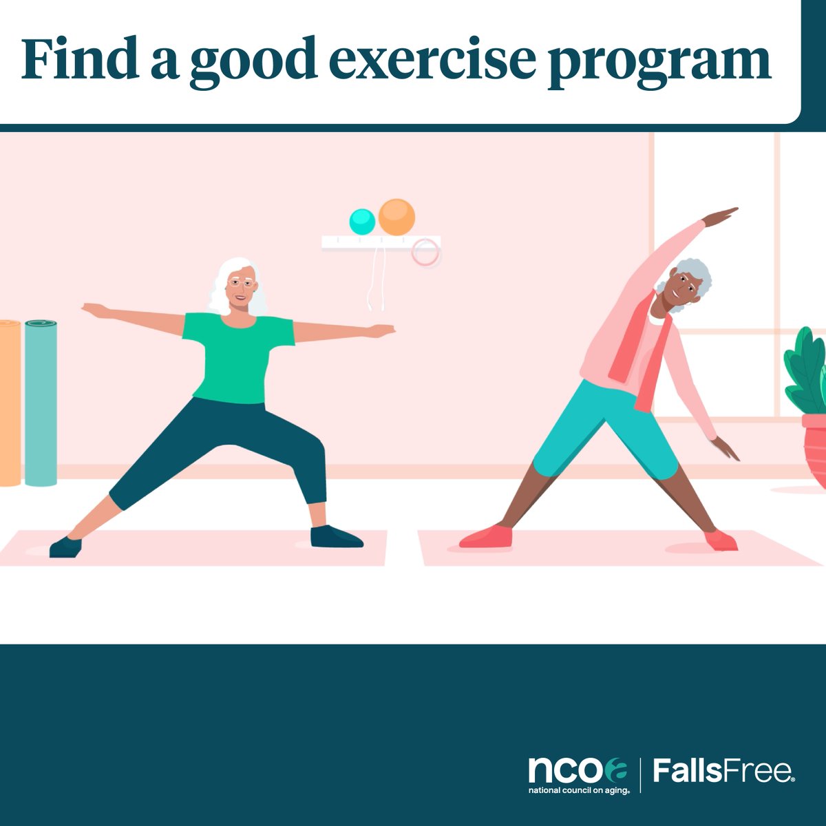 KCPubHealth's tweet photo. Exercise increases strength, balance &amp; flexibility &amp; reduces the risks of falling &amp; fall related injuries. To find local exercise classes geared for older adults offered at reduced rate, visit https://t.co/Piy3uYTzfQ

#FallPreventionAwarenessWeek https://t.co/sae6uWclRr