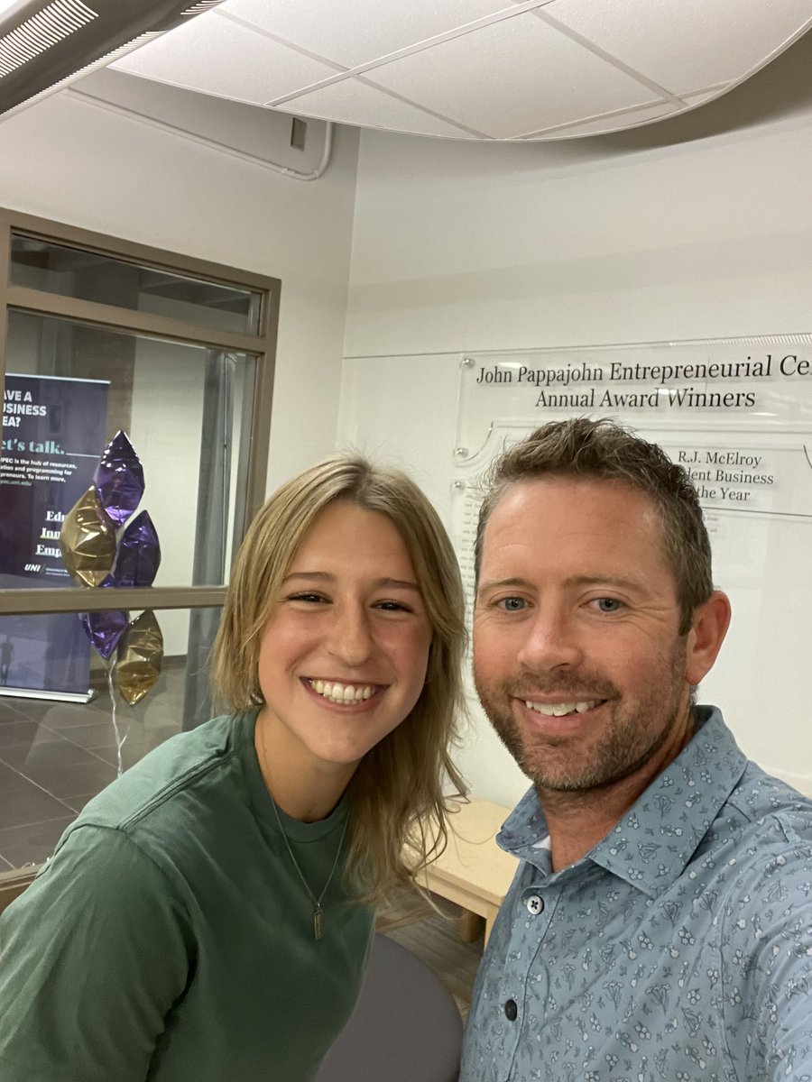 CF_CAPSComm's tweet photo. Day Maker running into this CAPS Alumni at @UNI_JPEC working on her business pitch she will pitching at an upcoming competition. So great to hear she is still pursuing her business ventures and enjoying @northerniowa #pathwaytopurpose #alwaysaCAPer #brightfuture https://t.co/c40GXEOkpm