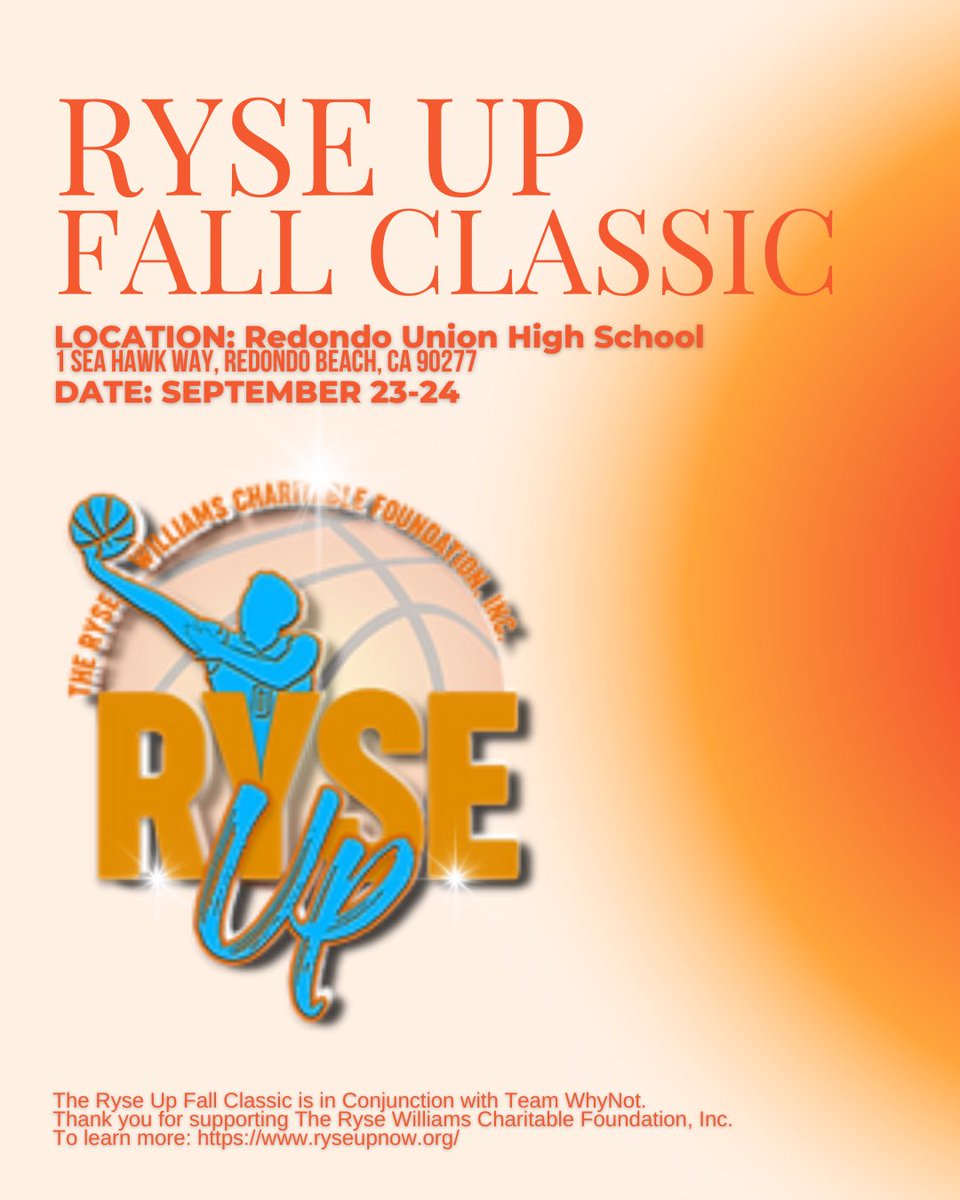 There are a few more spots available for teams to compete at the Ryse Up Fall Classic! Please DM us or contact Coach Morris to join us this weekend!