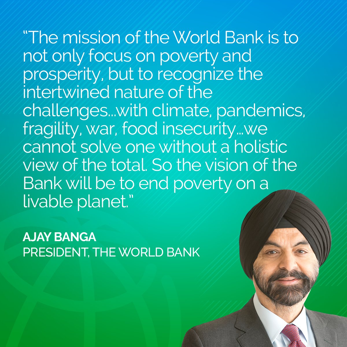 “The vision of the Bank will be to end poverty on a livable planet.' Ajay at #UNGA's 2023 #SDGSummit. Watch the replay here: wrld.bg/I0i350PMZWM