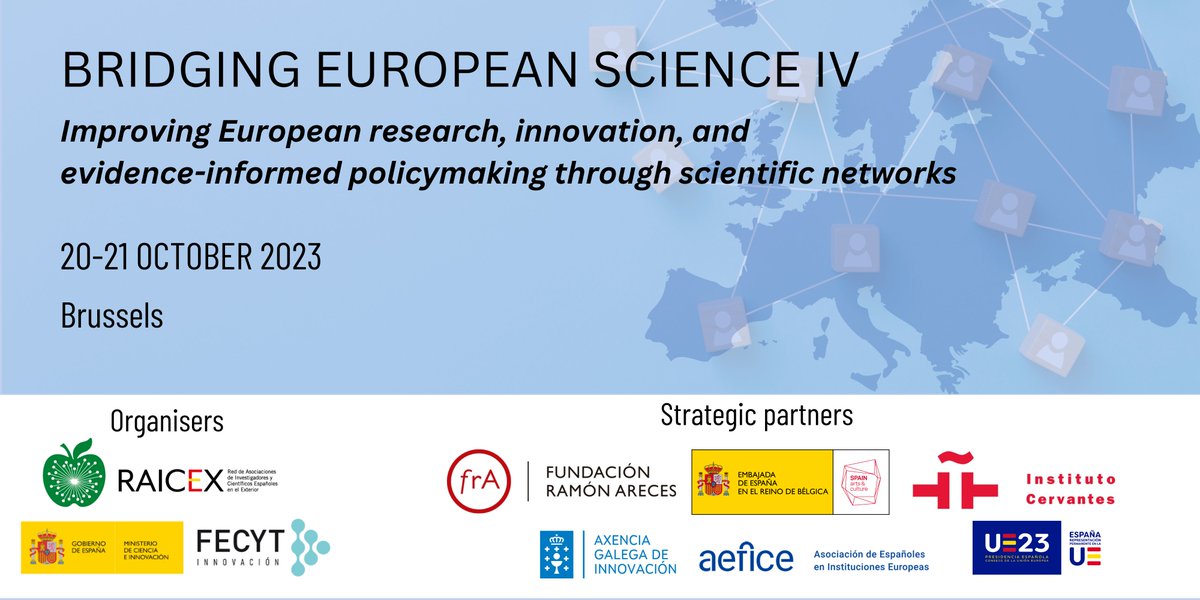 El próximo 20 y 21 de octubre organizamos en Bruselas el evento "Bridging European Science: Improving European research, innovation, and evidence-informed policymaking through scientific networks" 
➡️bescience.raicex.org

#BEScience