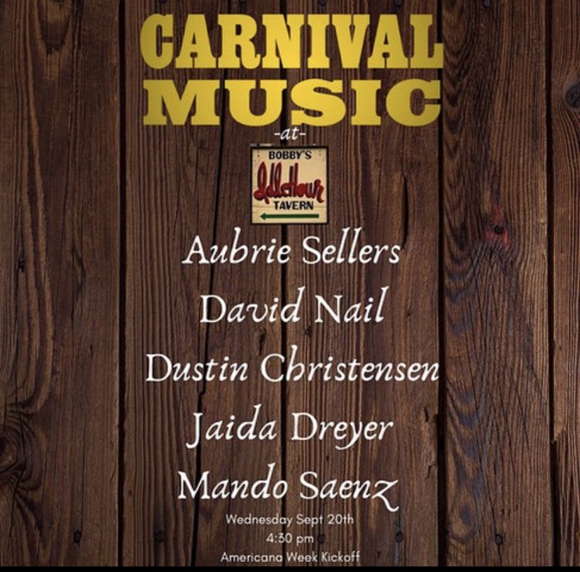 WEDNESDAY I’ll be playing a few at  @bobbysidlehourtavern Come kick off Americana week w/ @carnival_musicco Full Band &amp; FREE 4:30pm 👊🏼