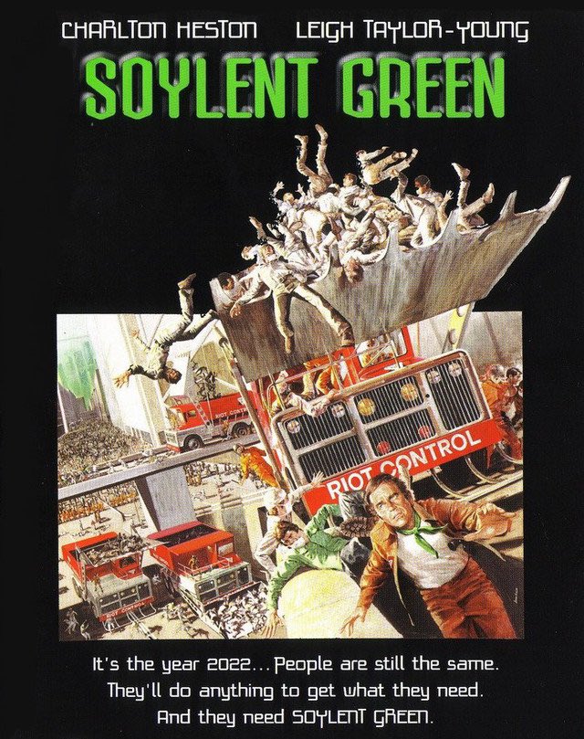ItsTheLastHour's tweet image. Today was “National Burger Day” pennies for a burger at your favorite McDonalds, Wendy’s and Burger King etc… if you’ve had yours today you might’ve eaten human meat. Watch this 70’s movie👇🏼#SoylentGreen is people 👉🏼 #PredictivePrograming