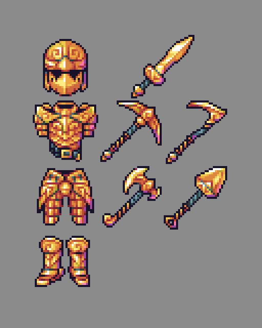 Madao_Official's tweet photo. Minecraft Golden armor in 32x32 resolution  

#Minecraft #pixelart #gamedesign #indiedev https://t.co/gGtEtKKYoT