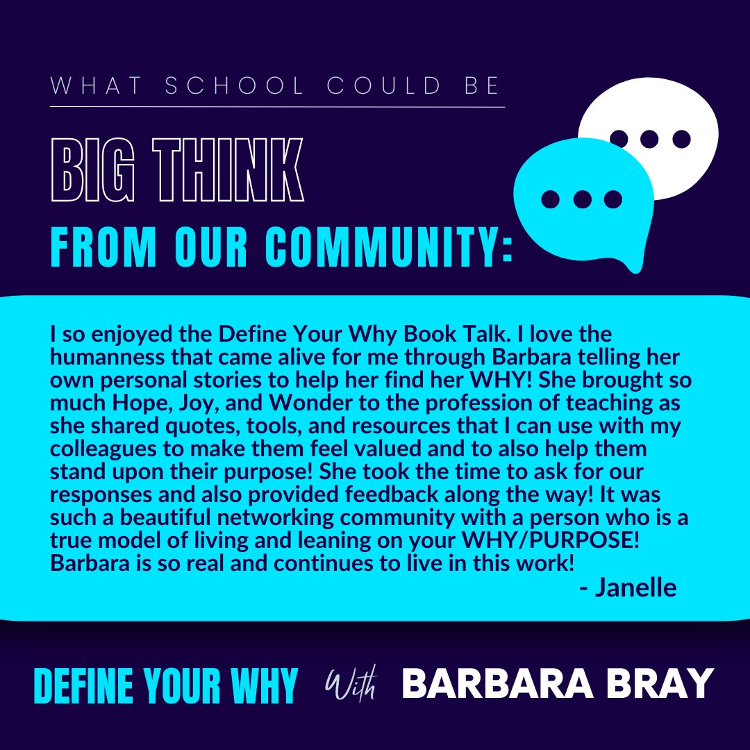 SchoolCouldBe's tweet photo. We are LOVING @bbray27's recent Big Think. Don't believe us? Check out what our #community says.
Join Barbara at her next Big Step this Wednesday 9/20 at 7PM ET/ 4PM PT
https://t.co/V7Bnt7COfZ
#education #event #teacherevents #teacher #educhat https://t.co/AHcIgplRKf