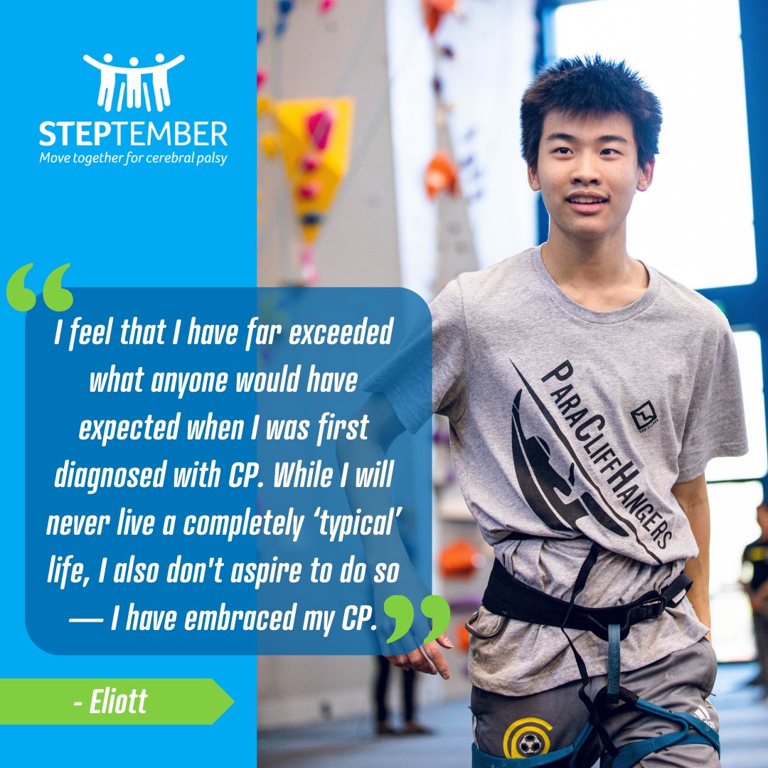 ResearchForCP's tweet photo. Today, we’re sharing a quote from Eliott who’s supported CPARF by doing STEPtember for the last few years!
His family is involved with our friends @WeinbergCP & in the #adaptive sports space, and we’re so glad they’re making such a positive impact on people with #CerebralPalsy. https://t.co/ftOLphO14r