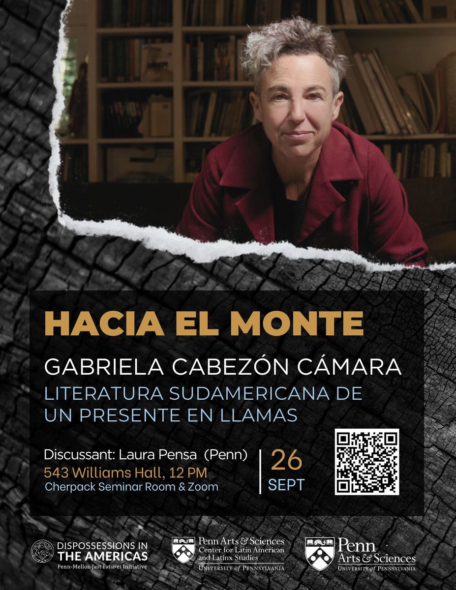 Dispossessions in the Americas Research Team (@penn_diart) on Twitter photo Please join us for a conversation with Gabriela Cabezón Cámara (<a href="/Cabezoncamara/">Cabezón Cámara</a>)! September 26, at noon. Discussant, Laura Pensa (@piensalaura). In collaboration with <a href="/CLALS_UPENN/">CLALS</a> and <a href="/PennSPANandPRTG/">PennSPANandPRTG</a>. RSVP here: upenn.zoom.us/meeting/regist… Please join us for a conversation with Gabriela Cabezón Cámara (<a href="/Cabezoncamara/">Cabezón Cámara</a>)! September 26, at noon. Discussant, Laura Pensa (@piensalaura). In collaboration with <a href="/CLALS_UPENN/">CLALS</a> and <a href="/PennSPANandPRTG/">PennSPANandPRTG</a>. RSVP here: upenn.zoom.us/meeting/regist…
