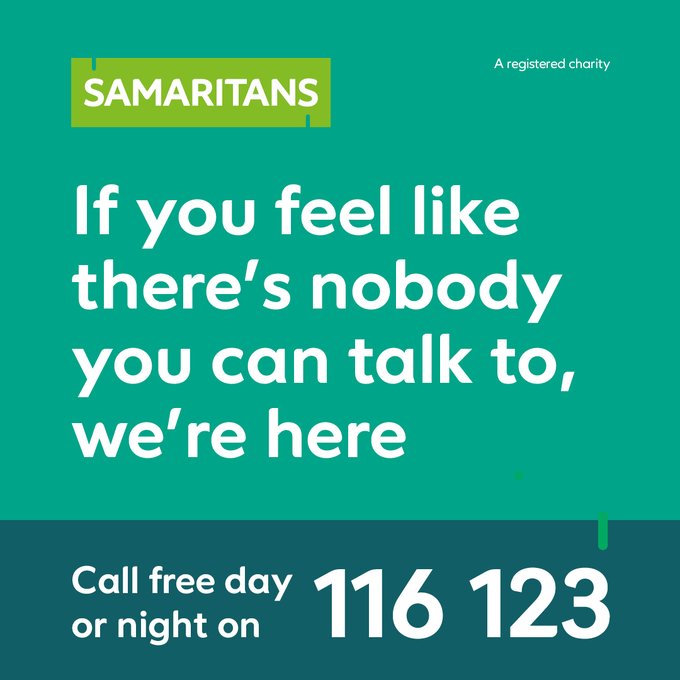 Perhaps you feel that you don’t matter to anyone, or no-one cares how you are, or no one wants to listen while you say how you really are. You matter to us, we care, and we’re here for you and ready to listen.
📞 116 123
📧 jo@samaritans.org