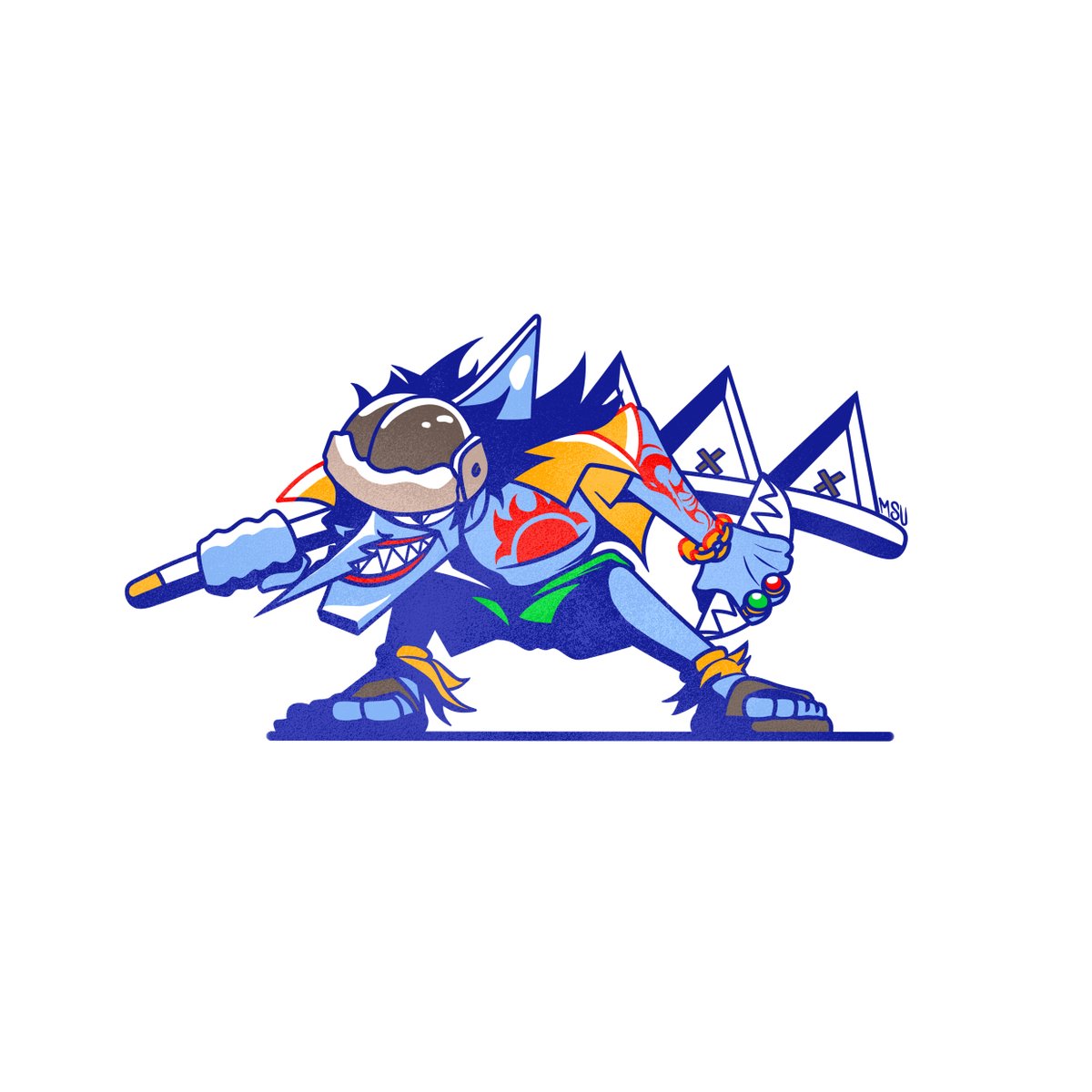 msudrawings's tweet photo. Just did this Arlong art as practice to test different art styles! This one is HEAVILY inspired by @YukaOmatic 's Bowser artwork. extremely talented artist https://t.co/5GhNweBBRr