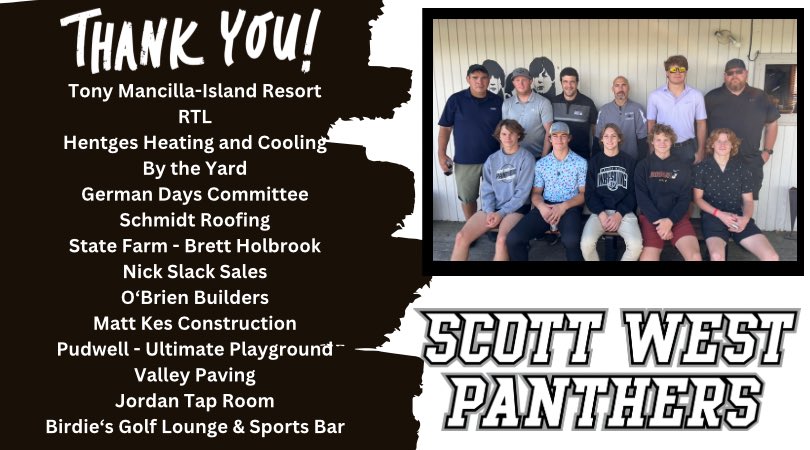 SWPanthers's tweet image. THANK YOU to everyone that came out and supported Scott West Wrestling at our annual golf tournament. A special shout out to the businesses for their hole sponsorships and donations!