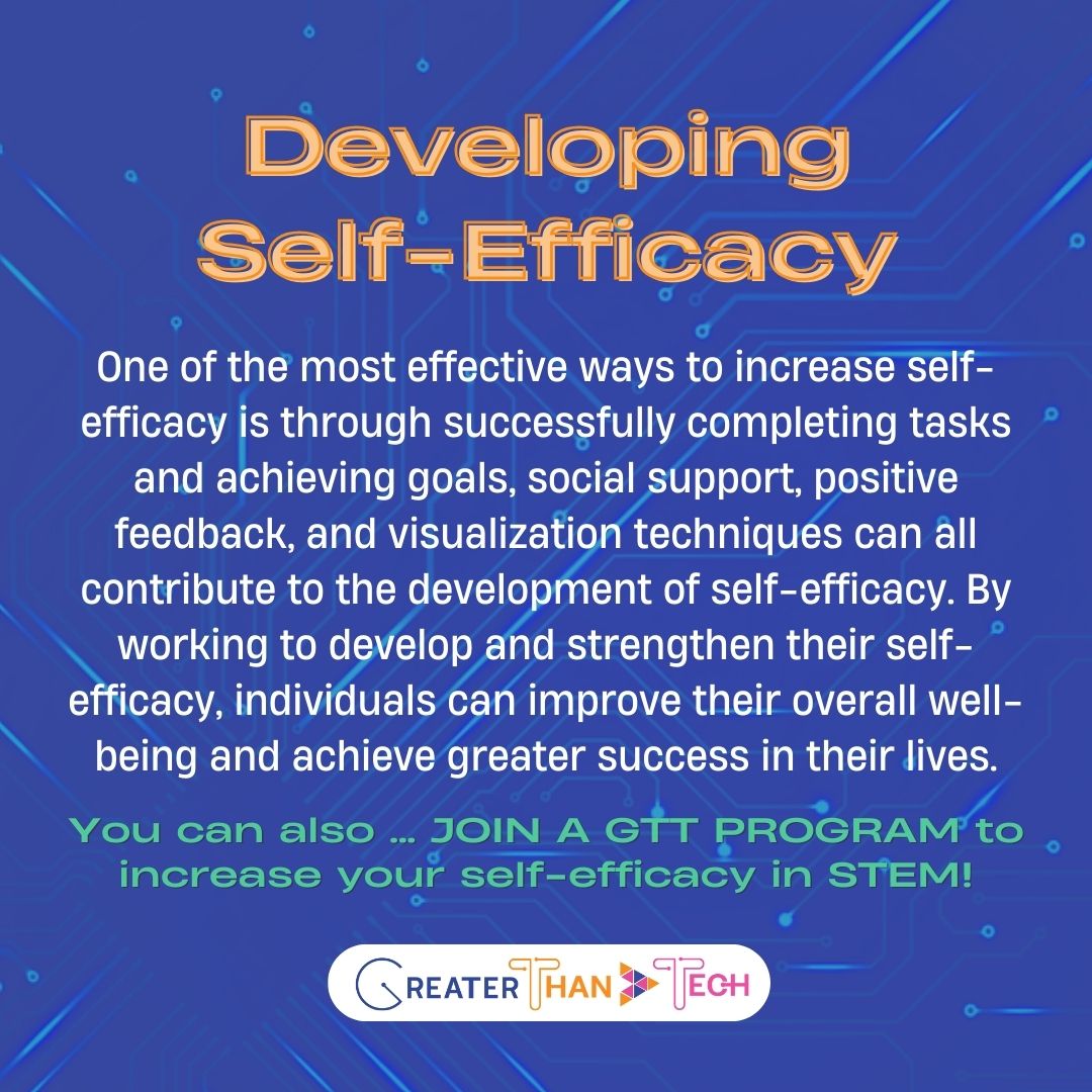 Self-efficacy is the belief in your power to conquer tasks and achieve dreams.💡 GTT can help increase your self-efficacy so you can break limiting beliefs in what you can achieve in STEM and entrepreneurship! 🚀  🌟
#stem #stemeducation #stemactivites #technologyforkids