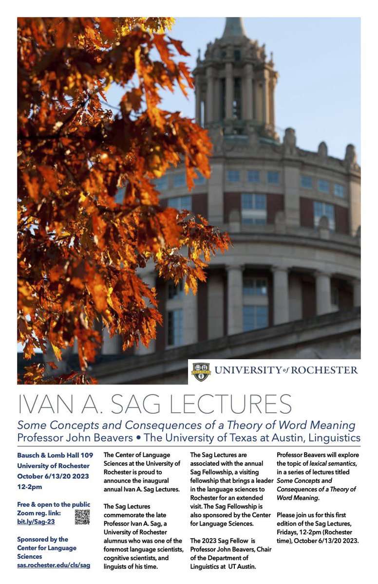 Linguists! Please help circulate this important announcement. It commemorates the late, great Ivan Sag and is about @jtbeavers Paul doing a noteworthy thing. Please share widely! Please note: the sas.rochester.edu... URL at the bottom left is not yet live.